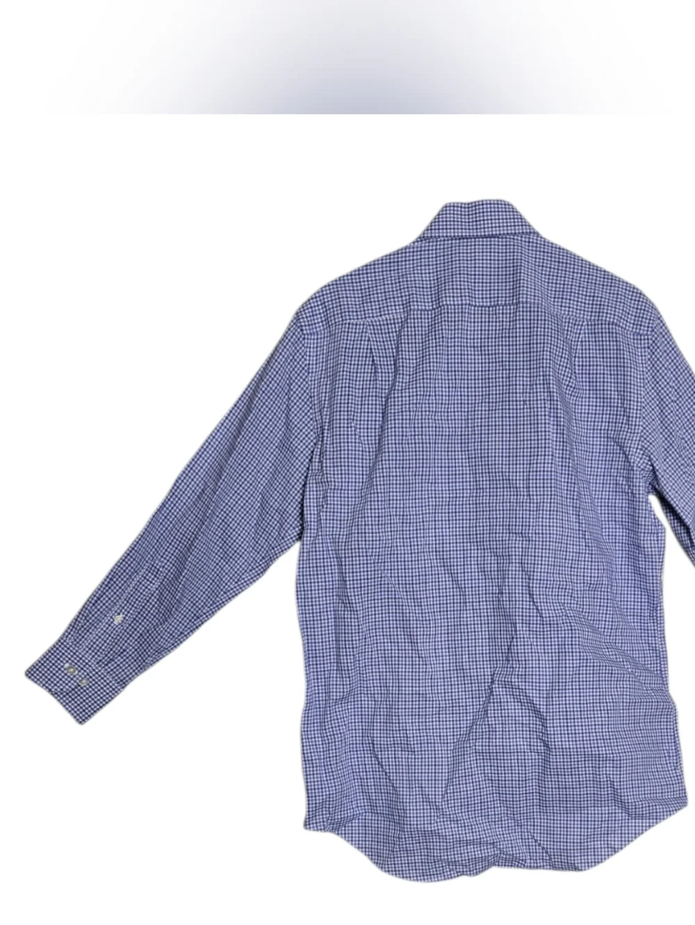Ledbury Blue Gingham Small Check Dress Shirt Classic Cotton Spread Collar 15.5 - Picture 7 of 13